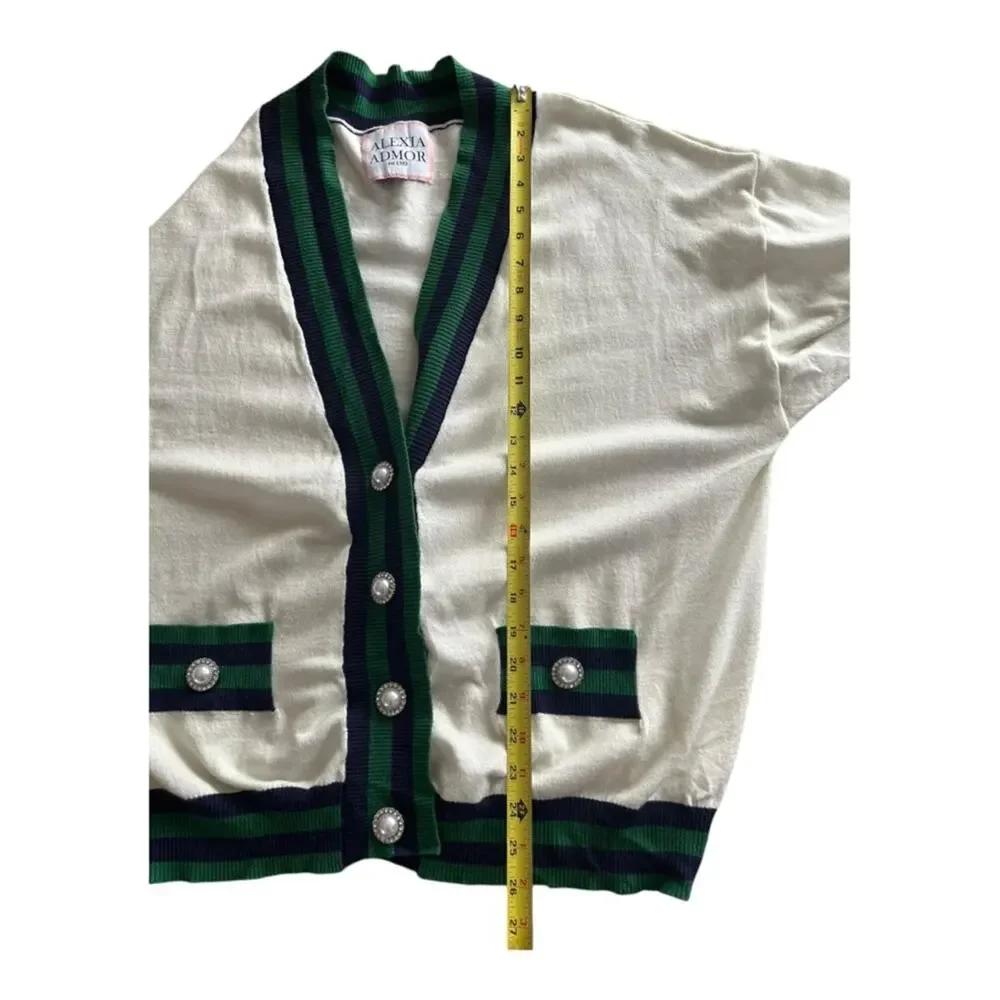 Alexia Admor Frances oversized cream striped cardigan Preppy Academia XL… - Picture 7 of 11